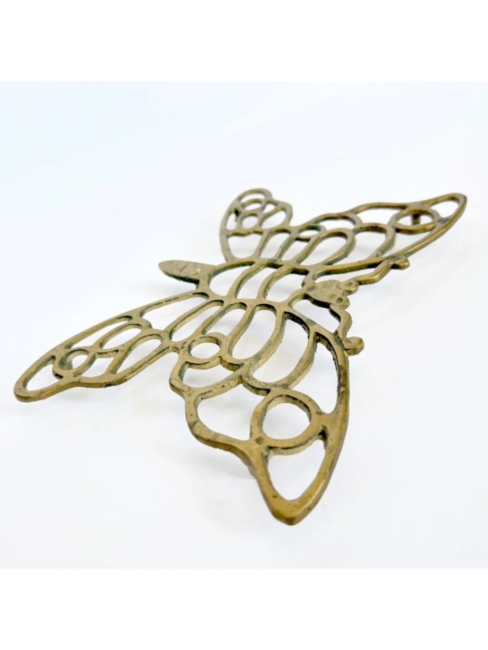Vintage Mid-Century Modern Boho Brass Butterfly Trivet Retro Chic Wall Decor